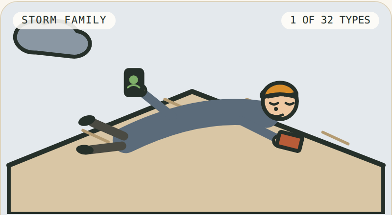 The Weekend Roof-Checker — comic portrait